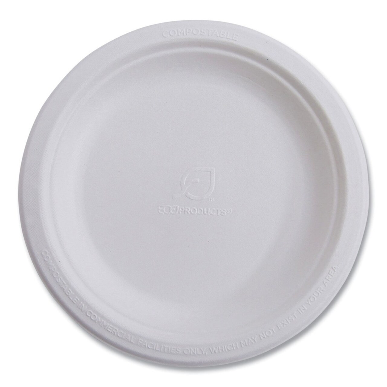 Eco-Products Vanguard 10 in. Diameter Renewable and Compostable Sugarcane Plates - White (500/Carton)